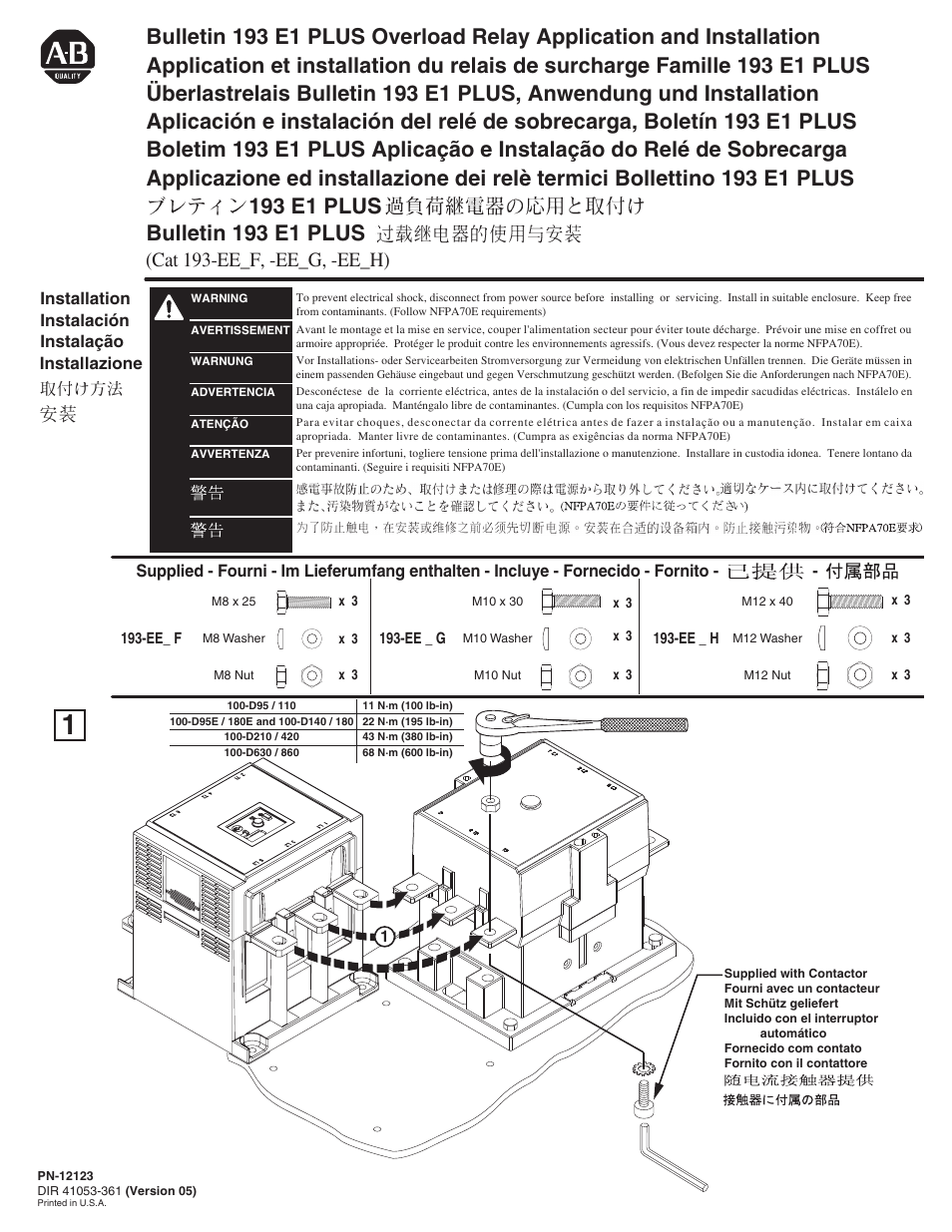 Rockwell Automation 193-EExF_G_H Bul 193 E1 Plus Overload Relay User Manual | 6 pages