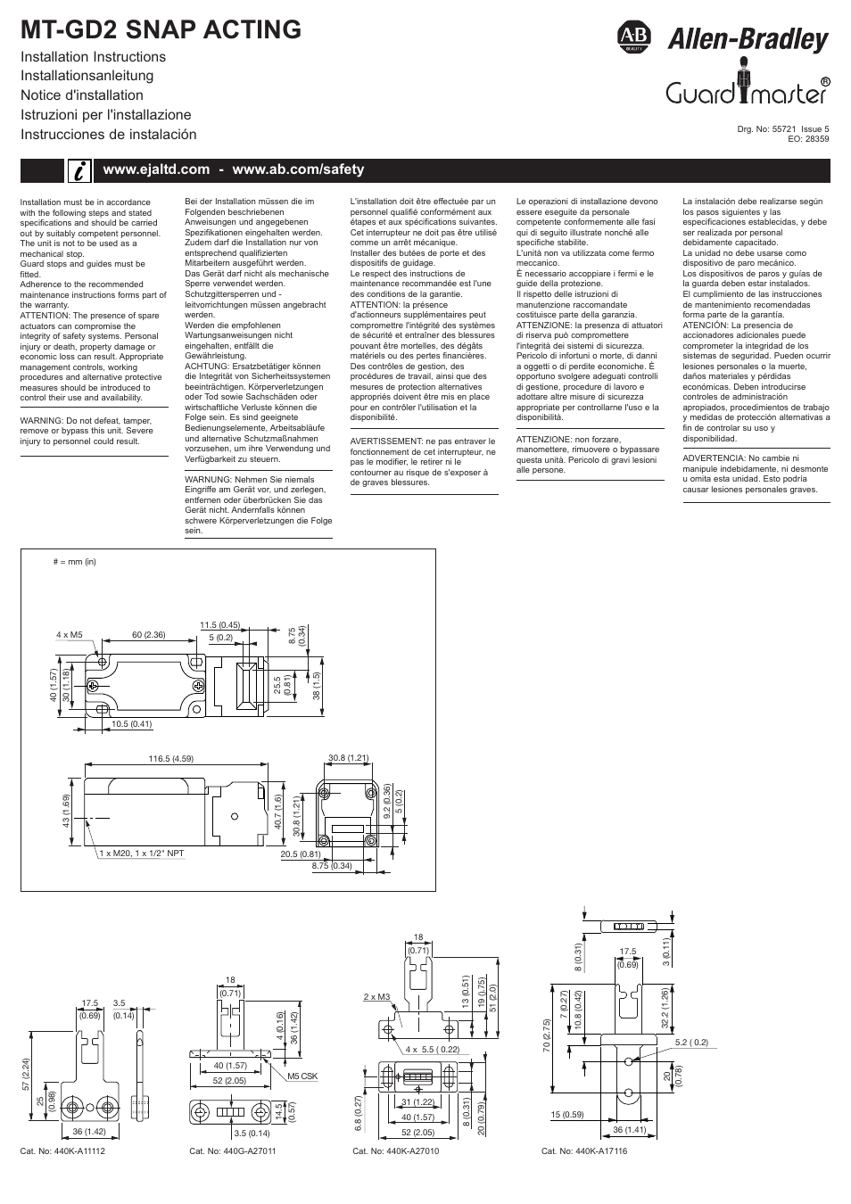 Rockwell Automation MT-GD2 Snap Acting User Manual | 4 pages