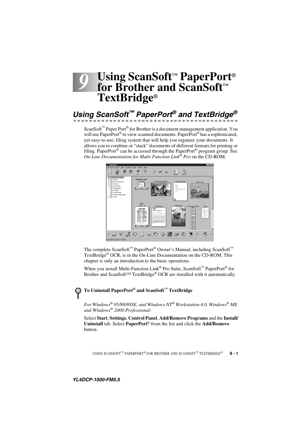 Using scansoft™ paperport® and textbridge, Using scansoft, Paperport | For brother, And scansoft, Textbridge, And textbridge, For brother and scansoft | Brother DCP 1000 User Manual | Page 77 / 129