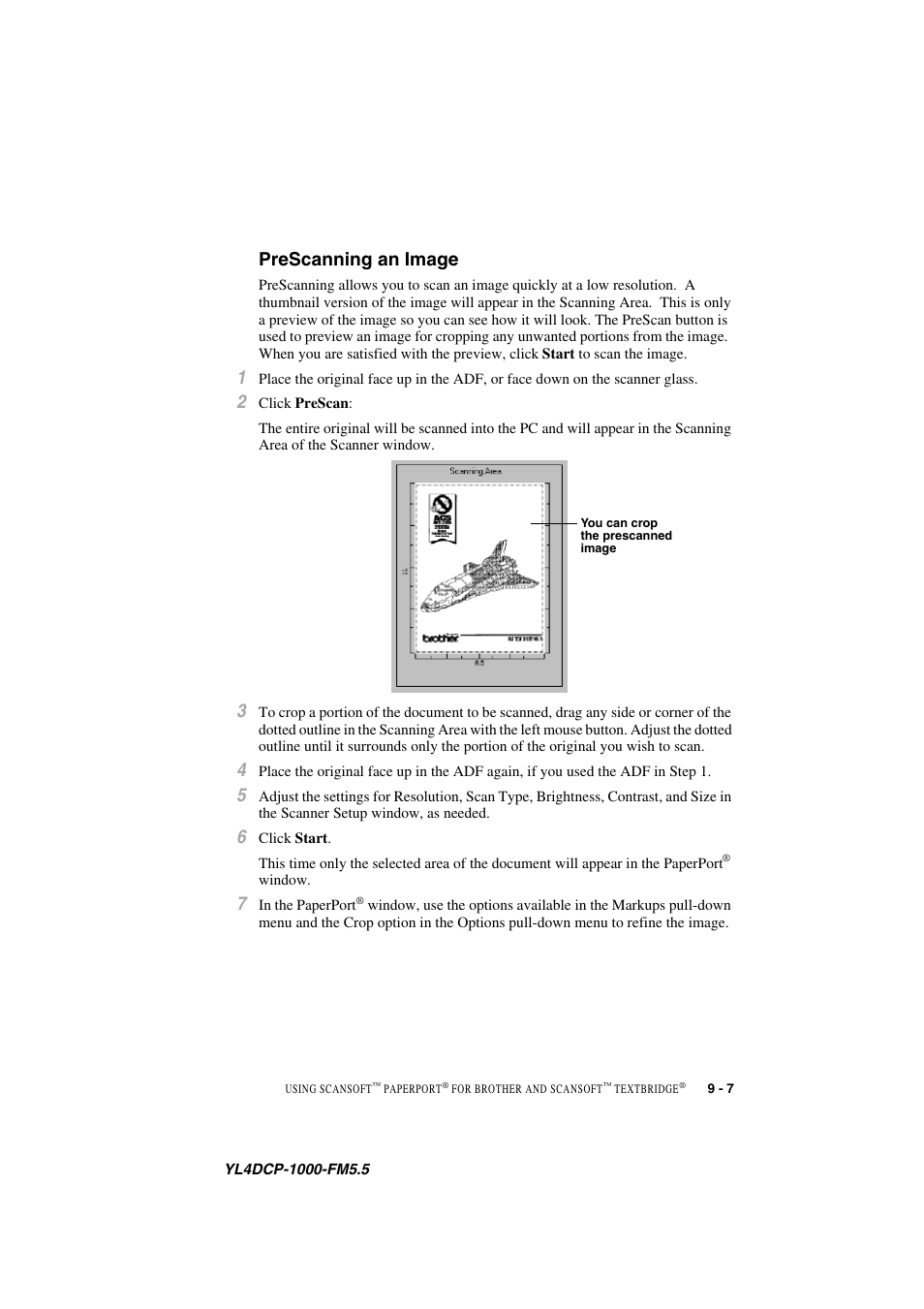 Prescanning an image, Prescanning an image -7 | Brother DCP 1000 User Manual | Page 83 / 129