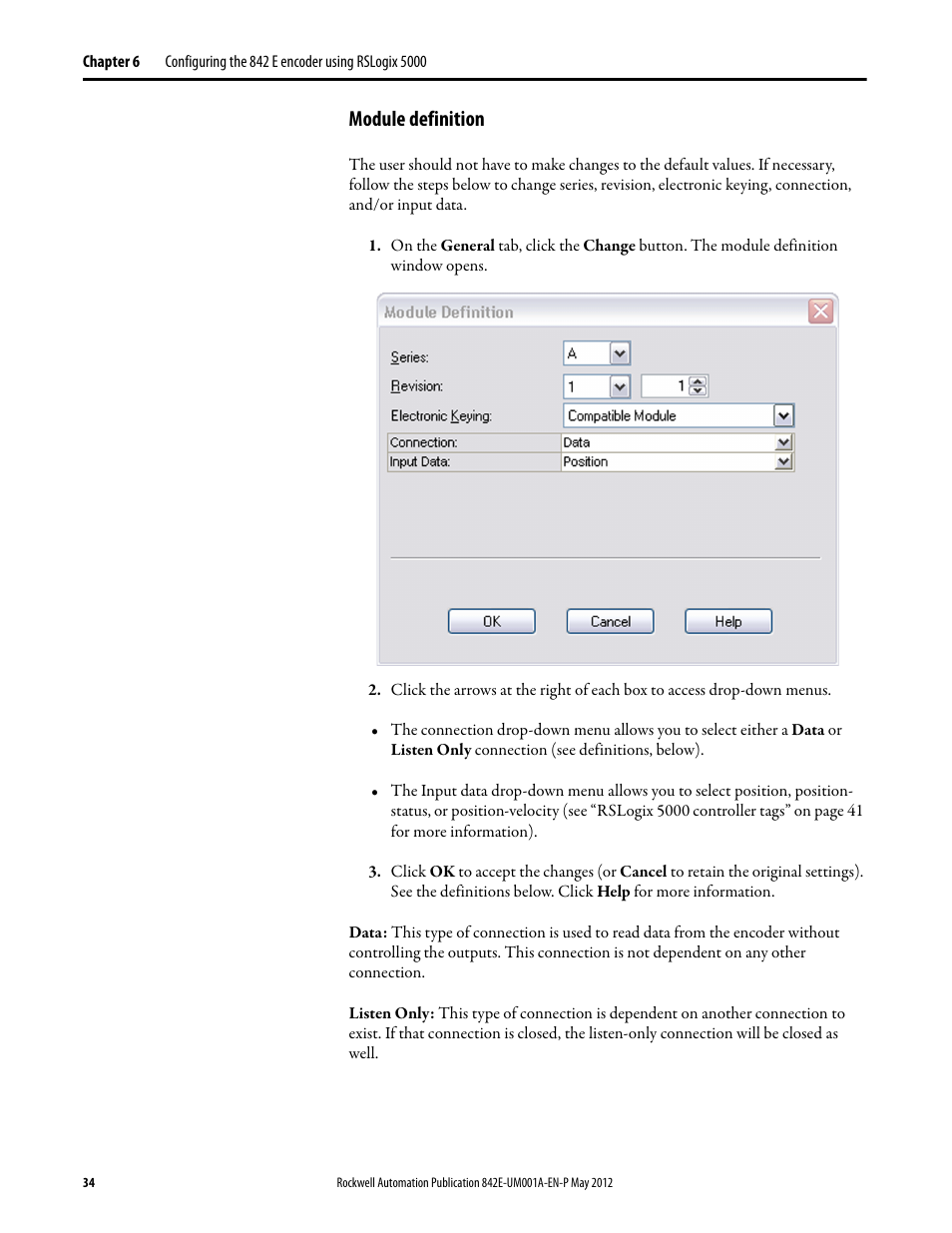 Module definition | Rockwell Automation 842E EtherNet/IP Absolute Encoder User Manual User Manual | Page 42 / 80