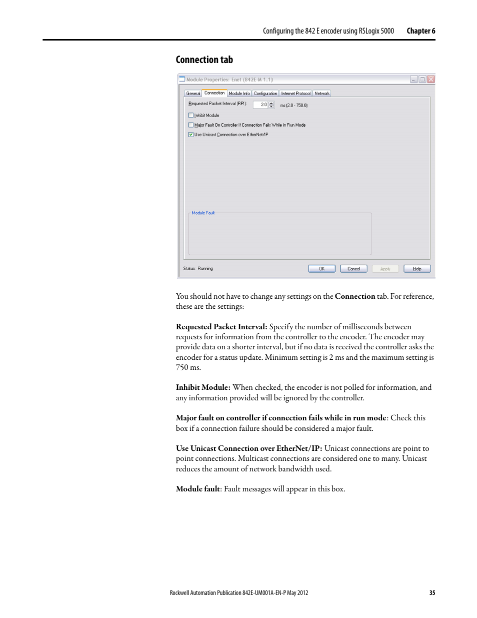 Connection tab | Rockwell Automation 842E EtherNet/IP Absolute Encoder User Manual User Manual | Page 43 / 80
