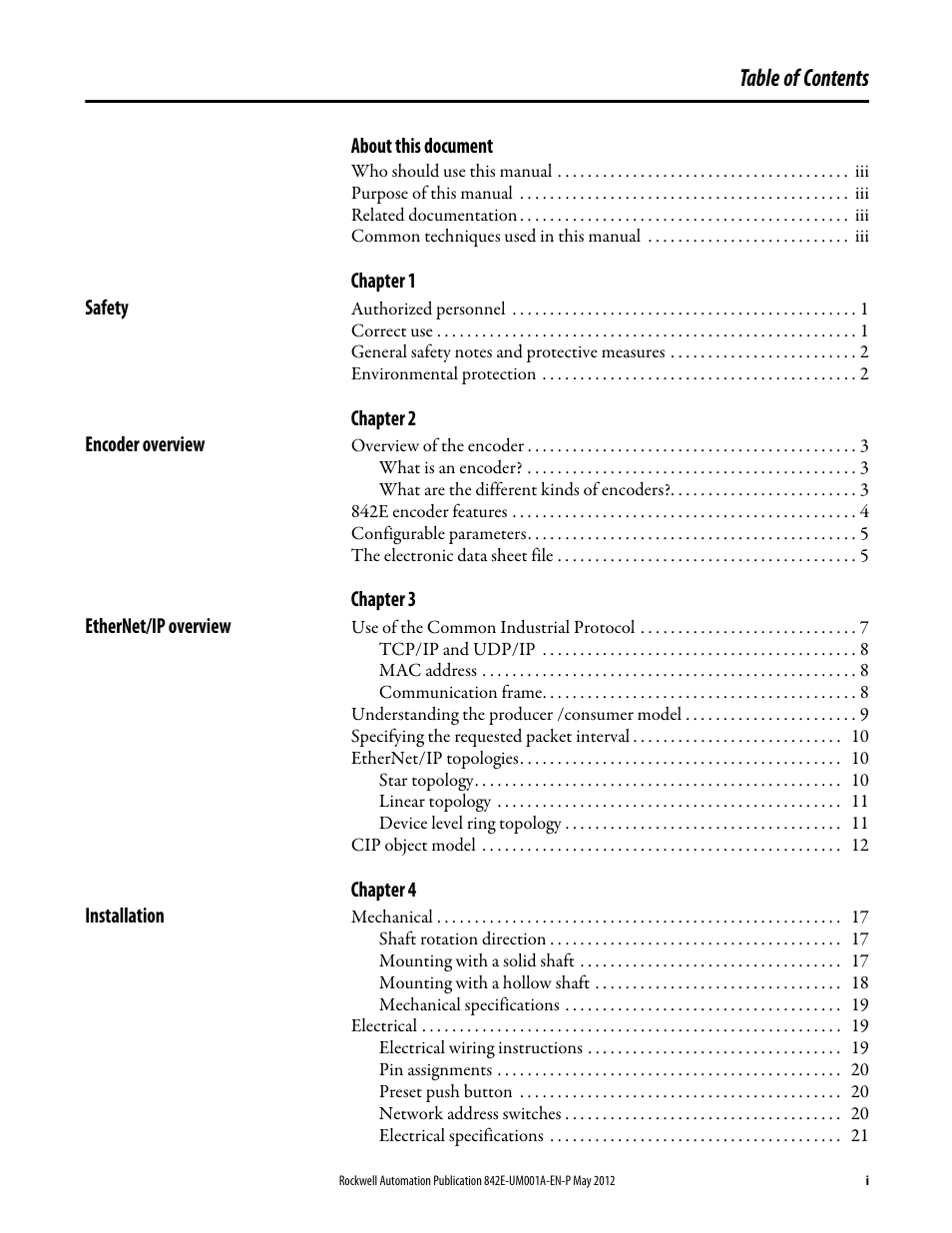 Rockwell Automation 842E EtherNet/IP Absolute Encoder User Manual User Manual | Page 5 / 80