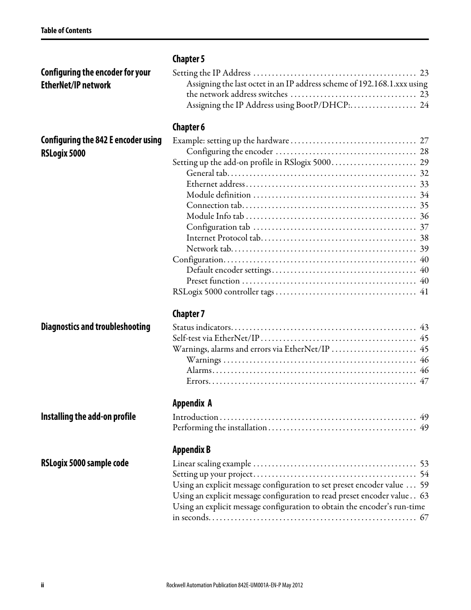 Rockwell Automation 842E EtherNet/IP Absolute Encoder User Manual User Manual | Page 6 / 80