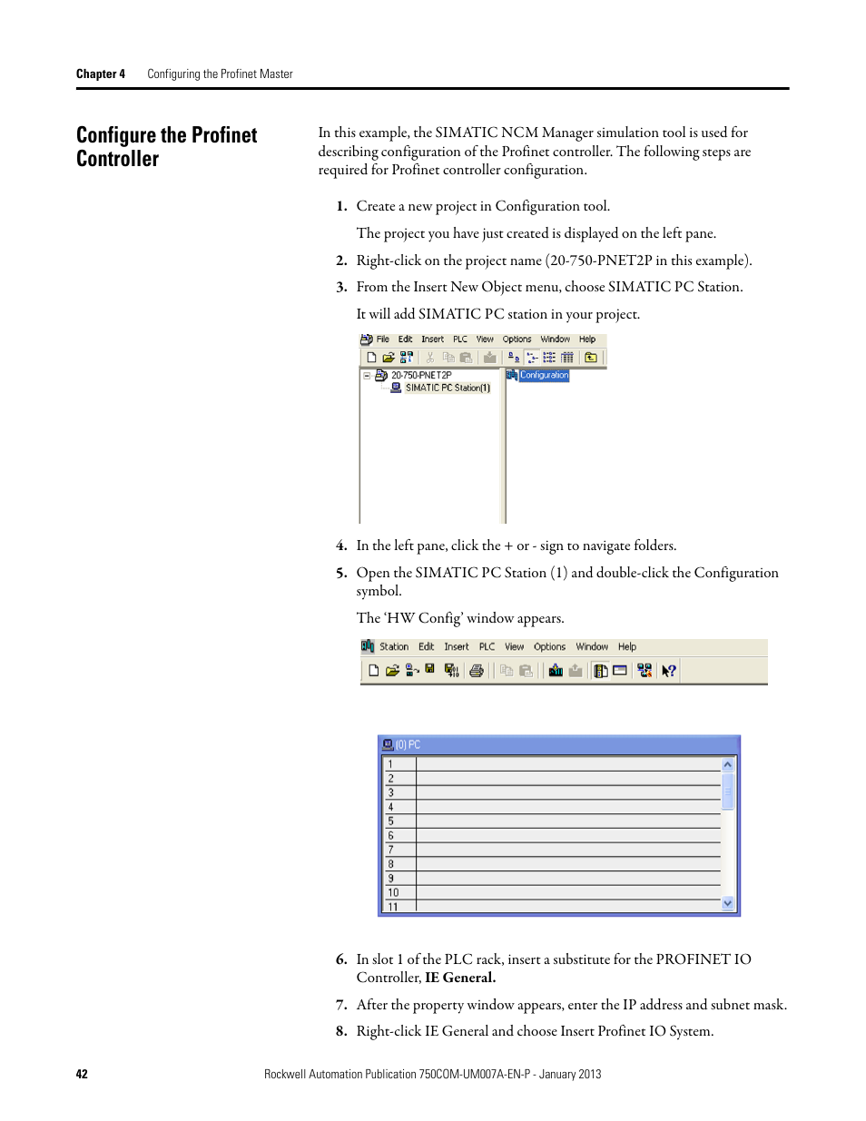Configure the profinet controller | Rockwell Automation 20-750-PNET2P Profinet Dual Port Option Module User Manual | Page 42 / 100