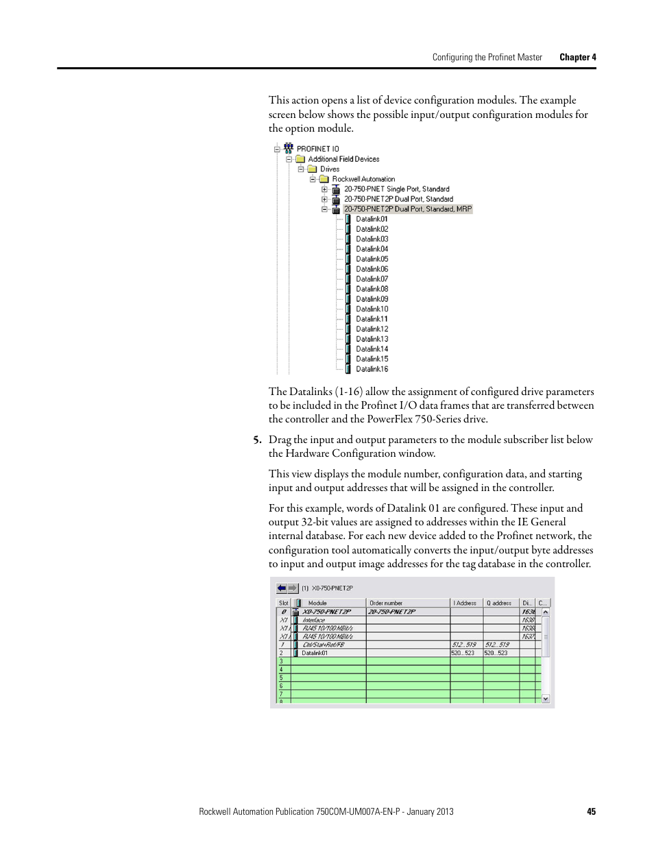 Rockwell Automation 20-750-PNET2P Profinet Dual Port Option Module User Manual | Page 45 / 100