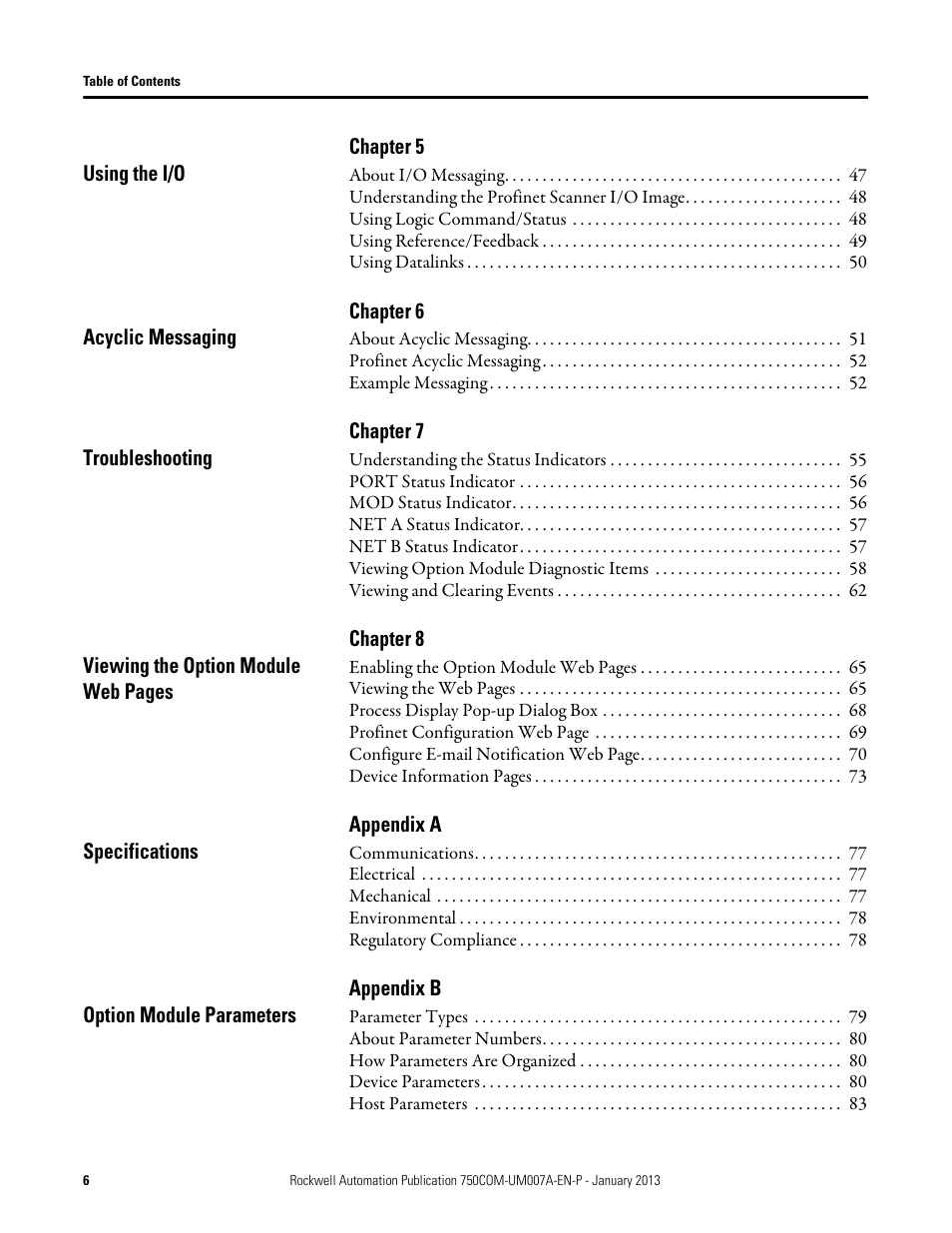Rockwell Automation 20-750-PNET2P Profinet Dual Port Option Module User Manual | Page 6 / 100