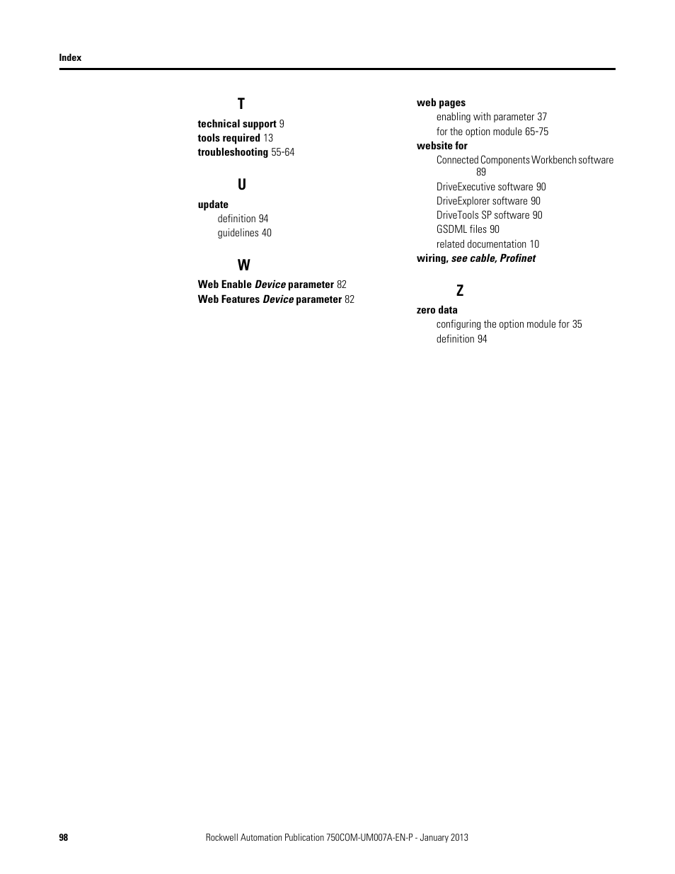 Rockwell Automation 20-750-PNET2P Profinet Dual Port Option Module User Manual | Page 98 / 100