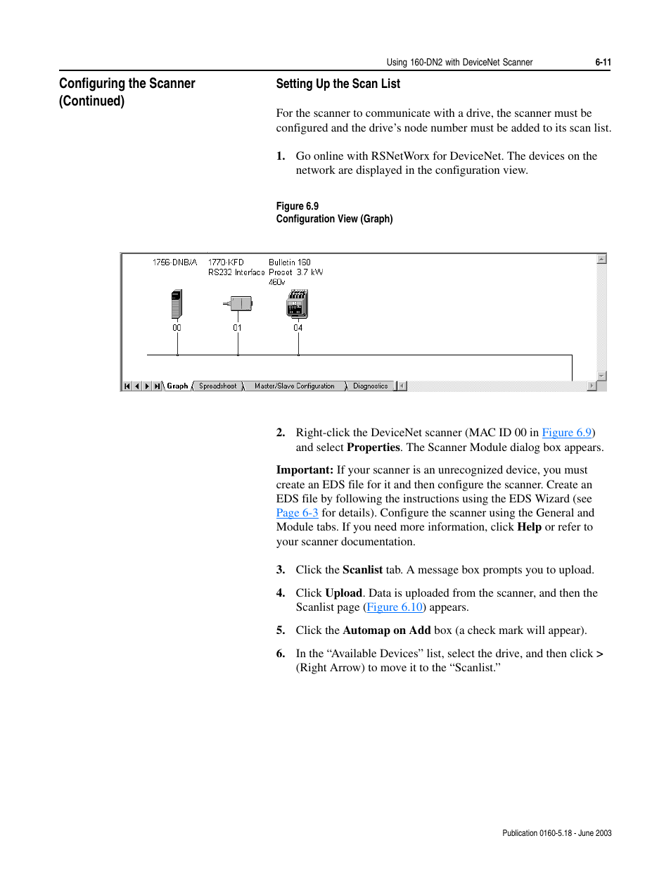 Setting up the scan list, Setting up the scan list -11 | Rockwell Automation 160-DN2 160-DN2 DeviceNet Communication Module FRN 3.xx User Manual | Page 49 / 116