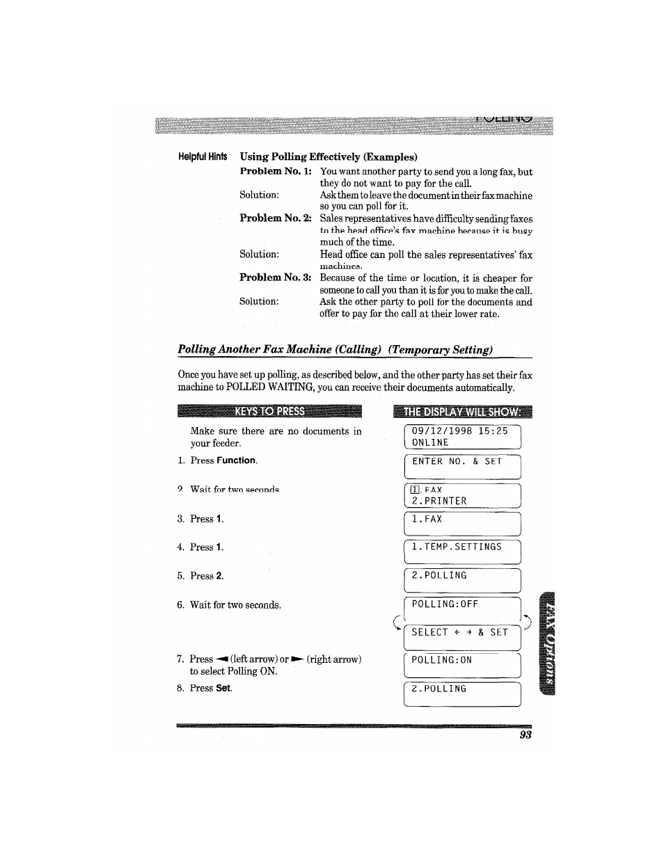 Keys to press | Brother MFC7650MC User Manual | Page 105 / 226