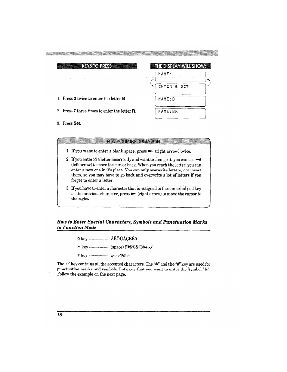 The display will show, For youi? information | Brother MFC7650MC User Manual | Page 30 / 226