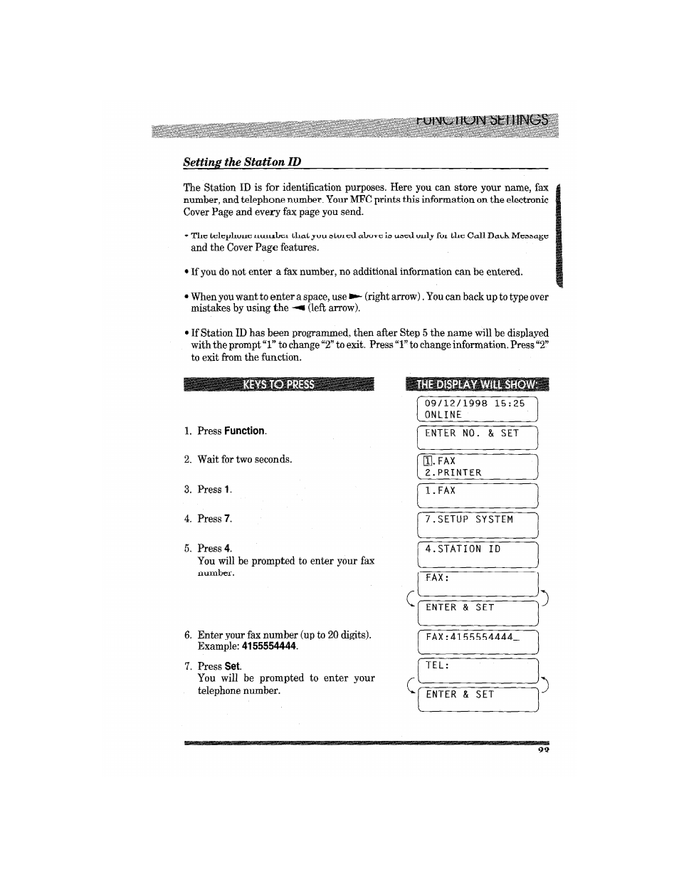 Keys to press, Thed, Ll show | Brother MFC7650MC User Manual | Page 35 / 226