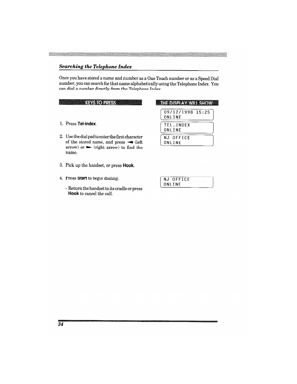 The display will show | Brother MFC7650MC User Manual | Page 46 / 226