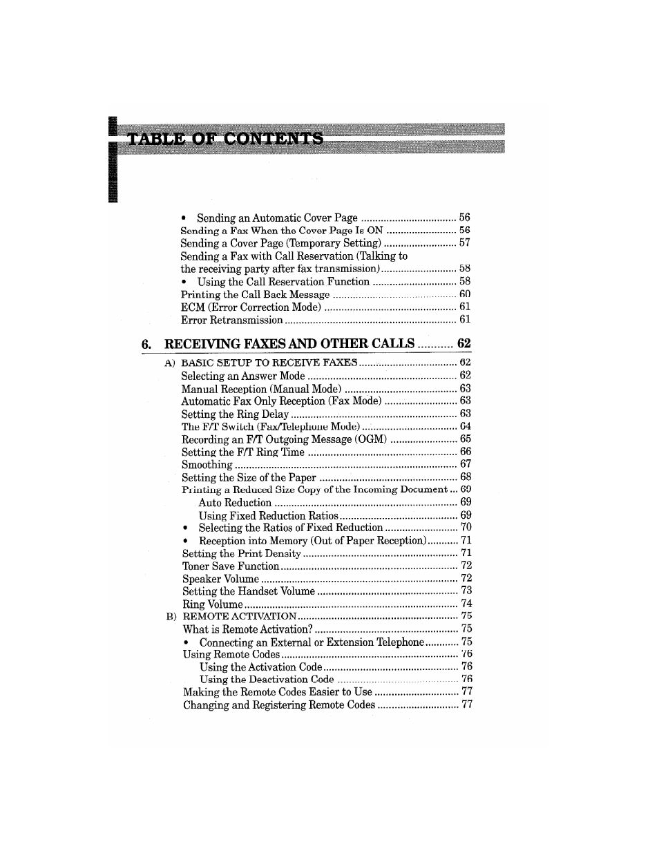 Receivtng faxes and other calls | Brother MFC7650MC User Manual | Page 6 / 226