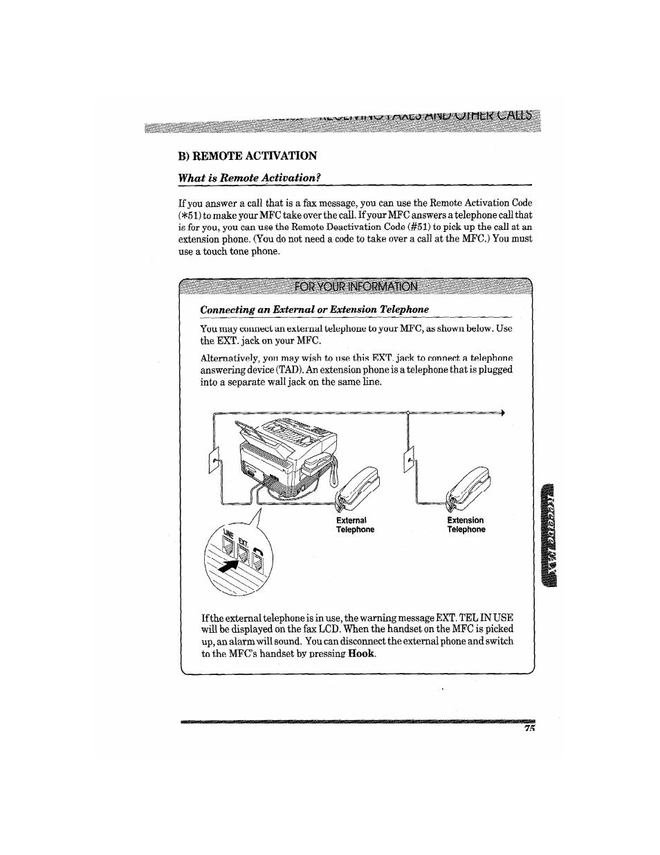 Viii r\alo minu ujntk uallb, B) remote activation, What is remote activation | For your information | Brother MFC7650MC User Manual | Page 87 / 226