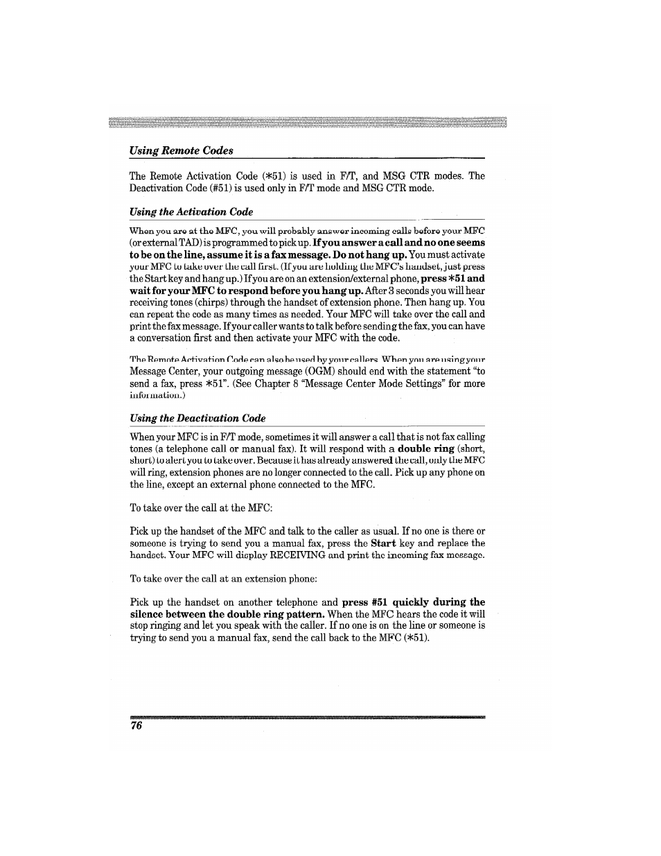 Using remote codes | Brother MFC7650MC User Manual | Page 88 / 226