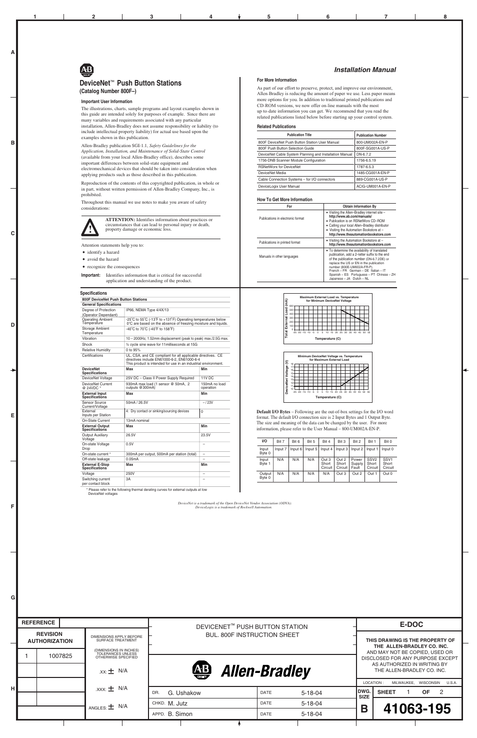 Rockwell Automation 800F- DeviceNet Push Button Stations User Manual | 2 pages