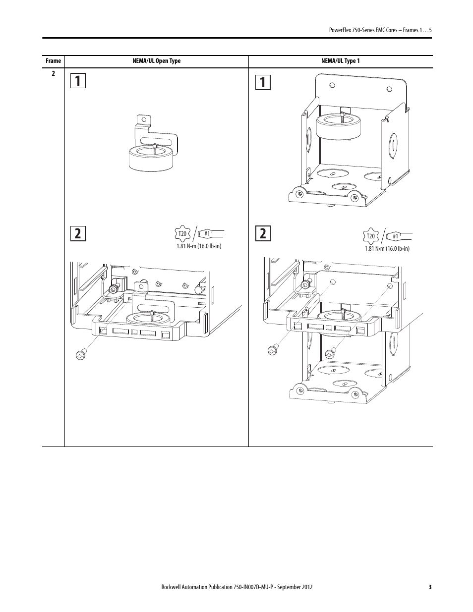 Rockwell Automation 20G PowerFlex 750-Series EMC Cores - Frame 1…5 User Manual | Page 3 / 8