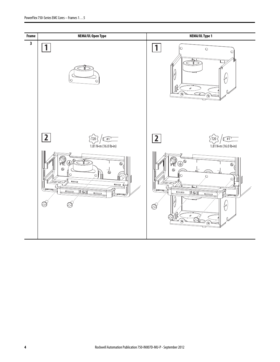 Rockwell Automation 20G PowerFlex 750-Series EMC Cores - Frame 1…5 User Manual | Page 4 / 8