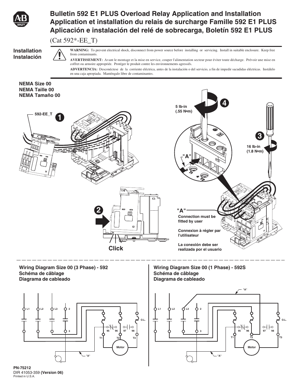Rockwell Automation 592-EExx E1 Plus Overload Relay User Manual | 4 pages