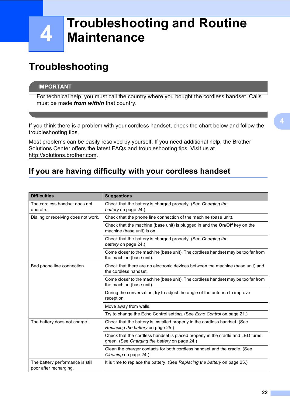 4 troubleshooting and routine maintenance, Troubleshooting, Troubleshooting and routine maintenance | Brother BCL-D10 User Manual | Page 33 / 43