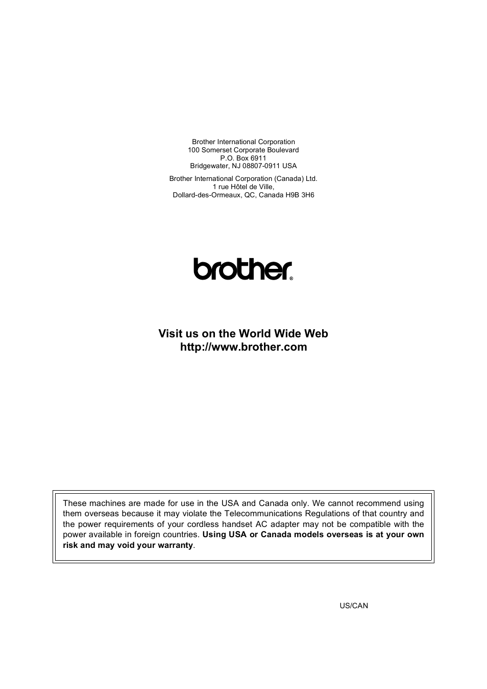 Brother us/can | Brother BCL-D10 User Manual | Page 43 / 43