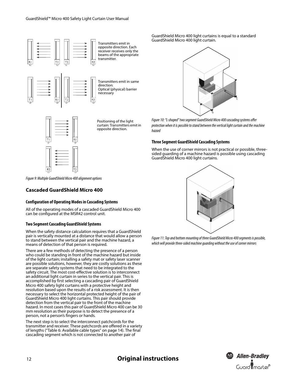 Original instructions | Rockwell Automation 445L GuardShield Micro 400 Safety Light Curtain User Manual User Manual | Page 14 / 40