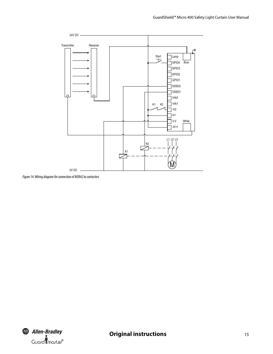 Original instructions | Rockwell Automation 445L GuardShield Micro 400 Safety Light Curtain User Manual User Manual | Page 17 / 40