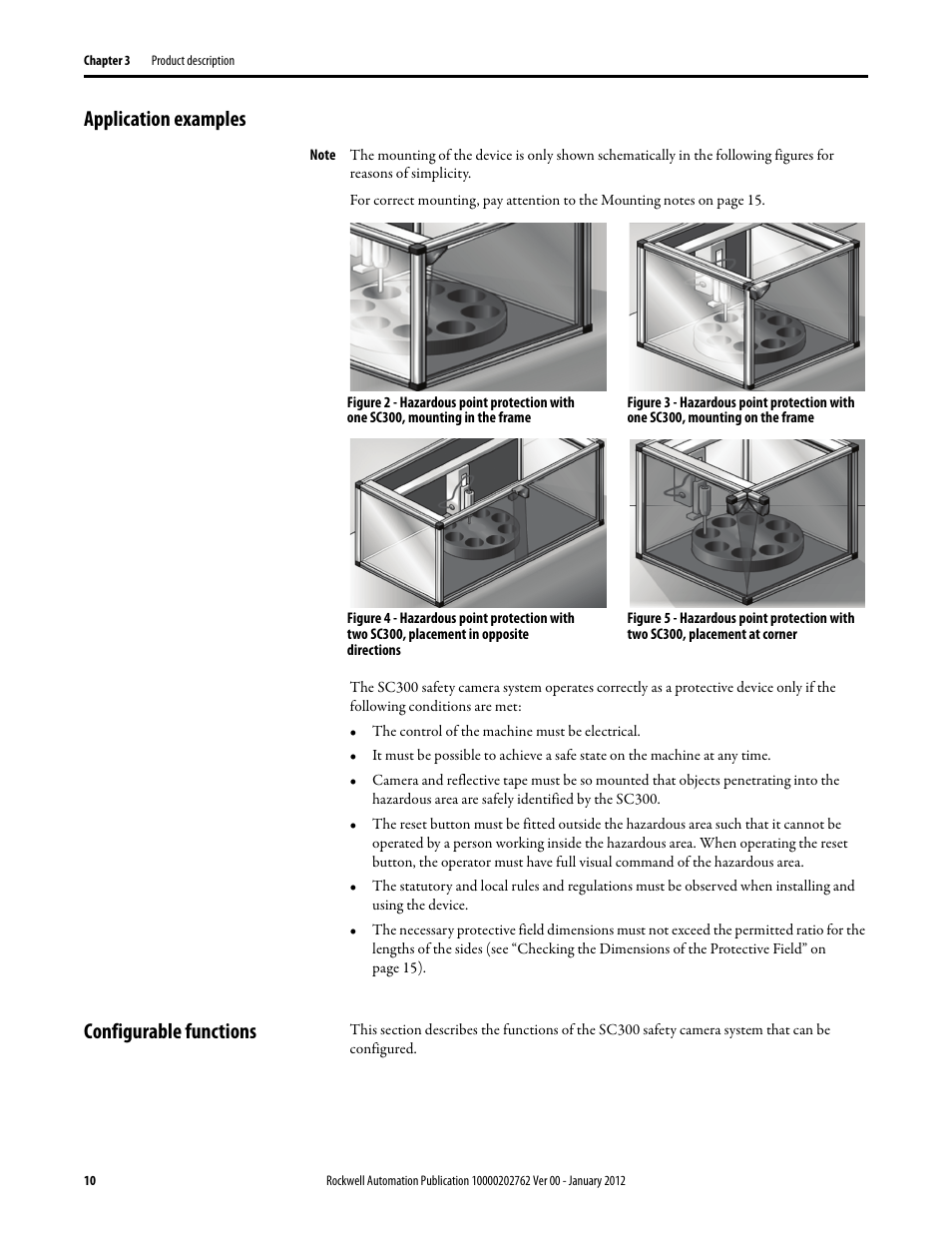 Application examples, Configurable functions | Rockwell Automation 442L SC300 Safety Sensor User Manual User Manual | Page 12 / 60