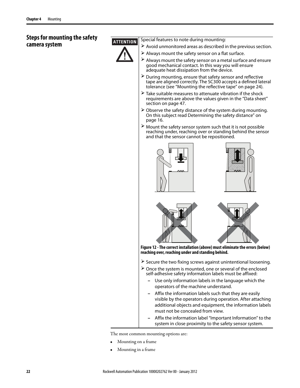 Steps for mounting the safety camera system | Rockwell Automation 442L SC300 Safety Sensor User Manual User Manual | Page 24 / 60