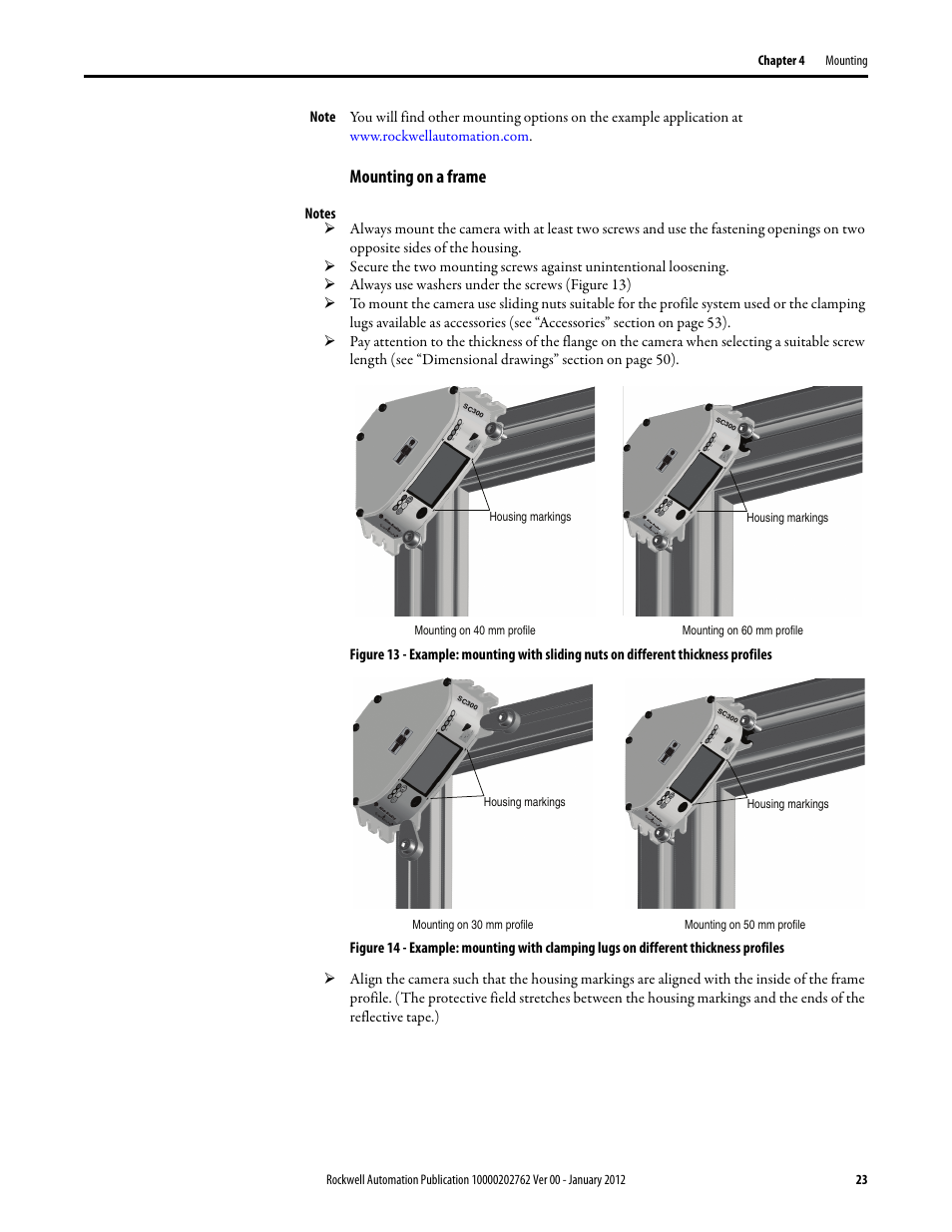 Mounting on a frame | Rockwell Automation 442L SC300 Safety Sensor User Manual User Manual | Page 25 / 60