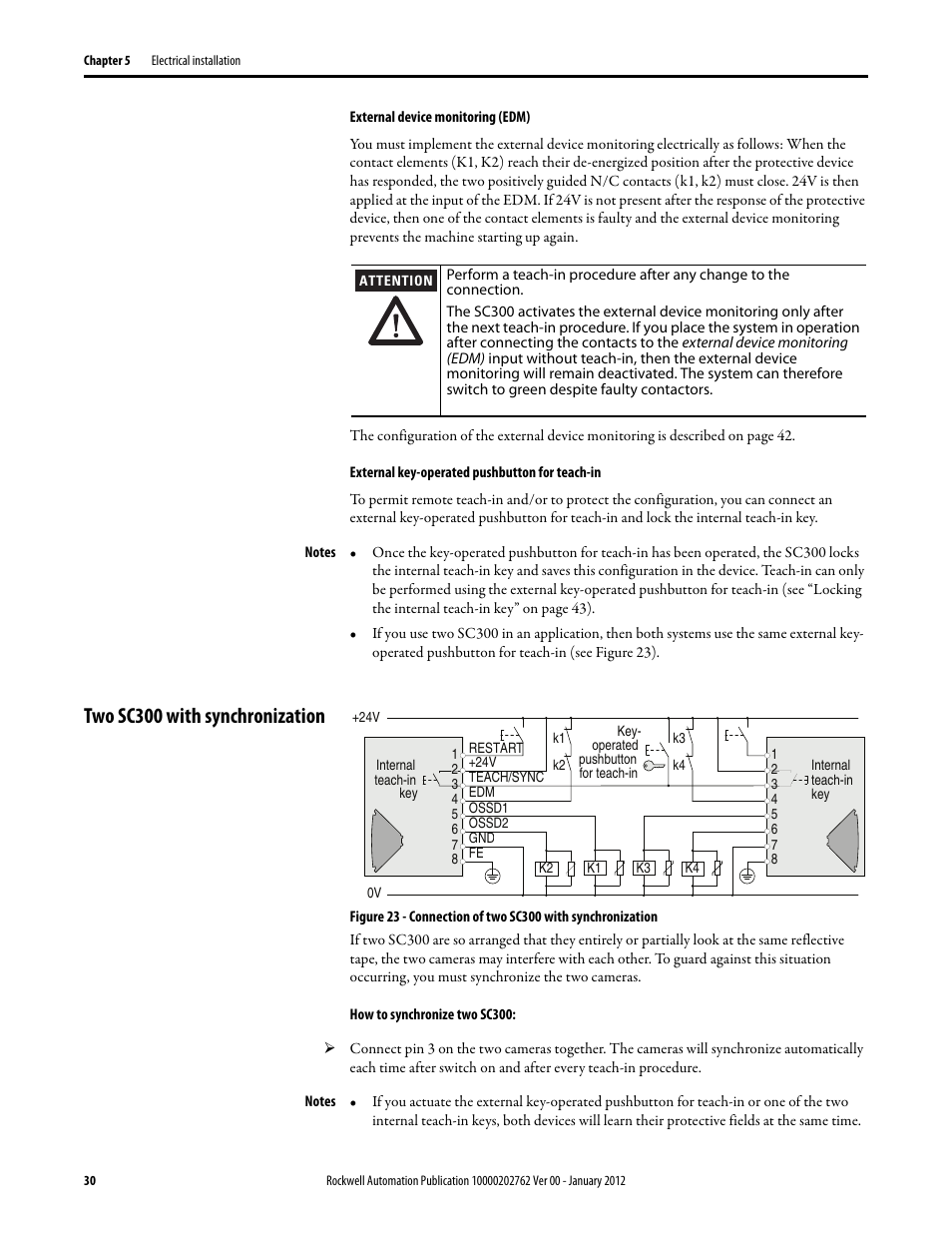 Two sc300 with synchronization | Rockwell Automation 442L SC300 Safety Sensor User Manual User Manual | Page 32 / 60