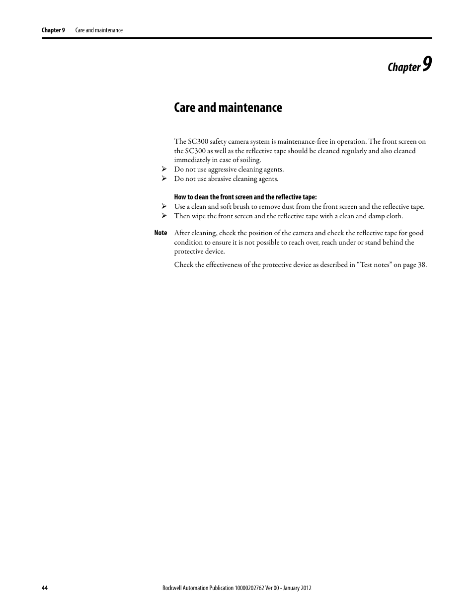 Care and maintenance, Chapter | Rockwell Automation 442L SC300 Safety Sensor User Manual User Manual | Page 46 / 60
