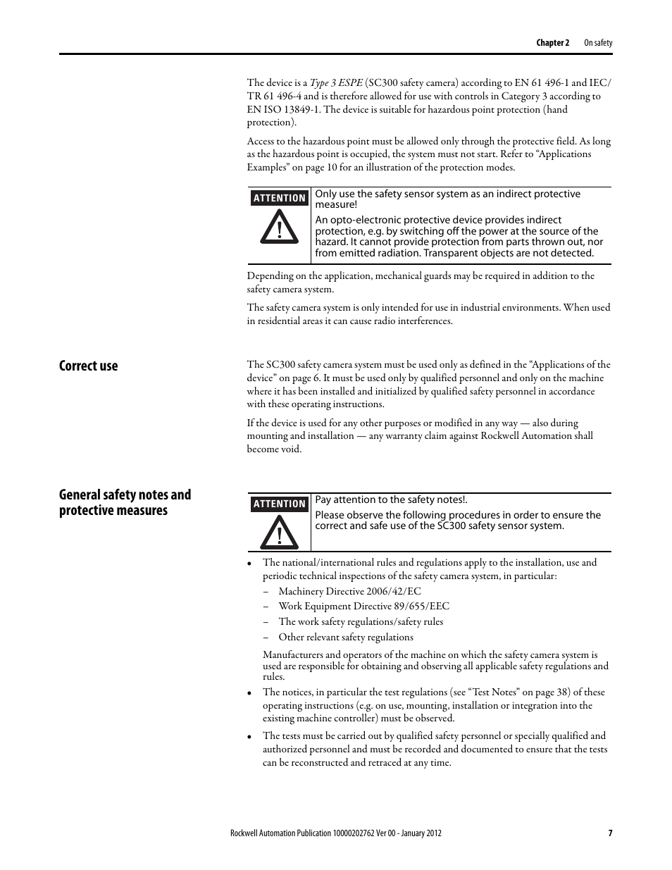 Correct use | Rockwell Automation 442L SC300 Safety Sensor User Manual User Manual | Page 9 / 60