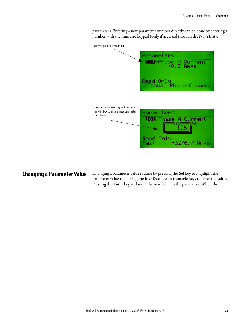 Changing a parameter value | Rockwell Automation 193-DNCT DeviceNet Configuration Terminal User Manual User Manual | Page 27 / 92