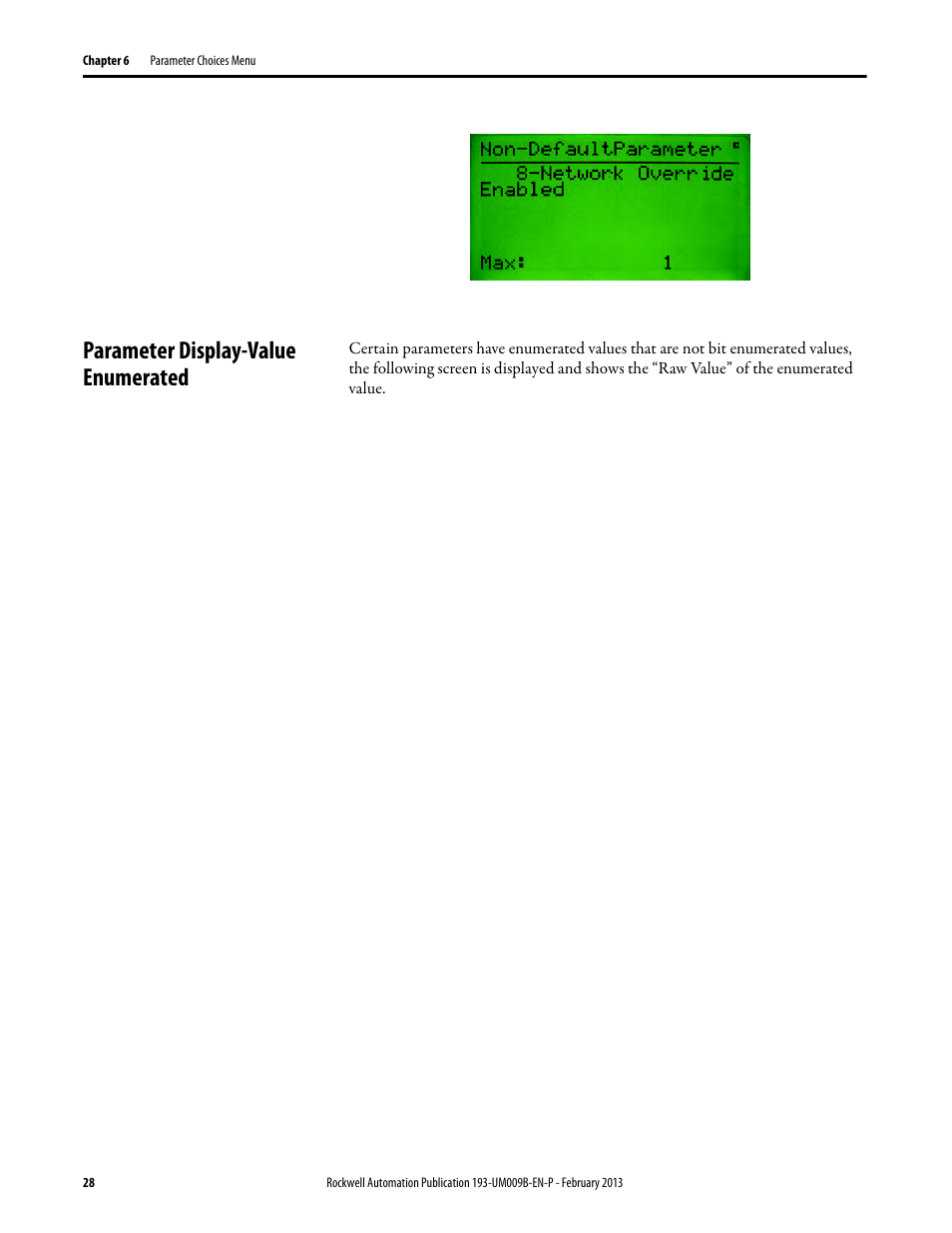 Parameter display-value enumerated | Rockwell Automation 193-DNCT DeviceNet Configuration Terminal User Manual User Manual | Page 32 / 92