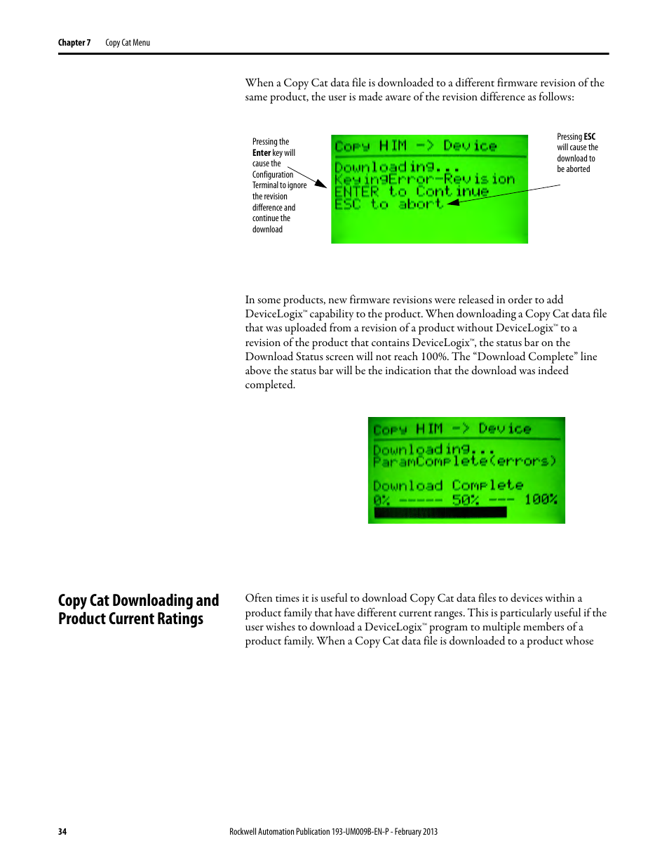 Copy cat downloading and product current ratings | Rockwell Automation 193-DNCT DeviceNet Configuration Terminal User Manual User Manual | Page 38 / 92