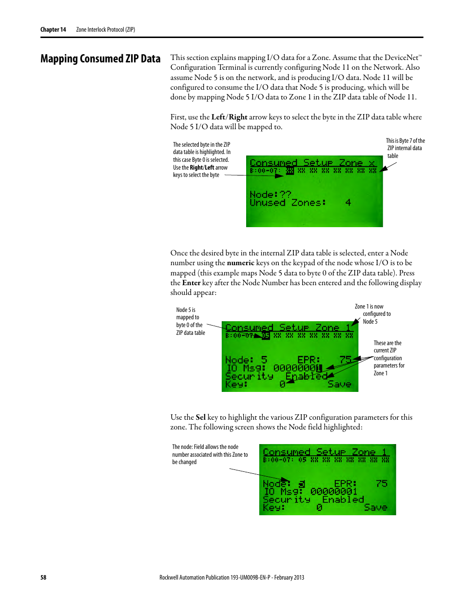 Mapping consumed zip data | Rockwell Automation 193-DNCT DeviceNet Configuration Terminal User Manual User Manual | Page 62 / 92