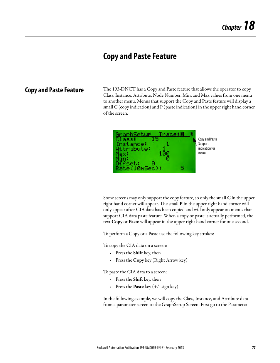 Copy and paste feature, Chapter 18, Chapter | Rockwell Automation 193-DNCT DeviceNet Configuration Terminal User Manual User Manual | Page 81 / 92