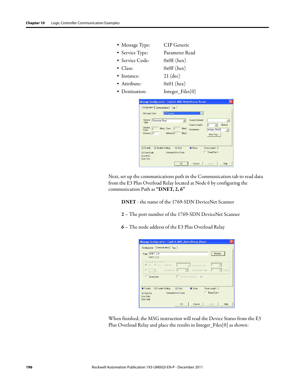 Rockwell Automation 193-EC1_2_3_5, 193-ECPM,592-EC1_2_3_5 E3 and E3 Plus Solid-State Overload Relay User Manual User Manual | Page 196 / 276