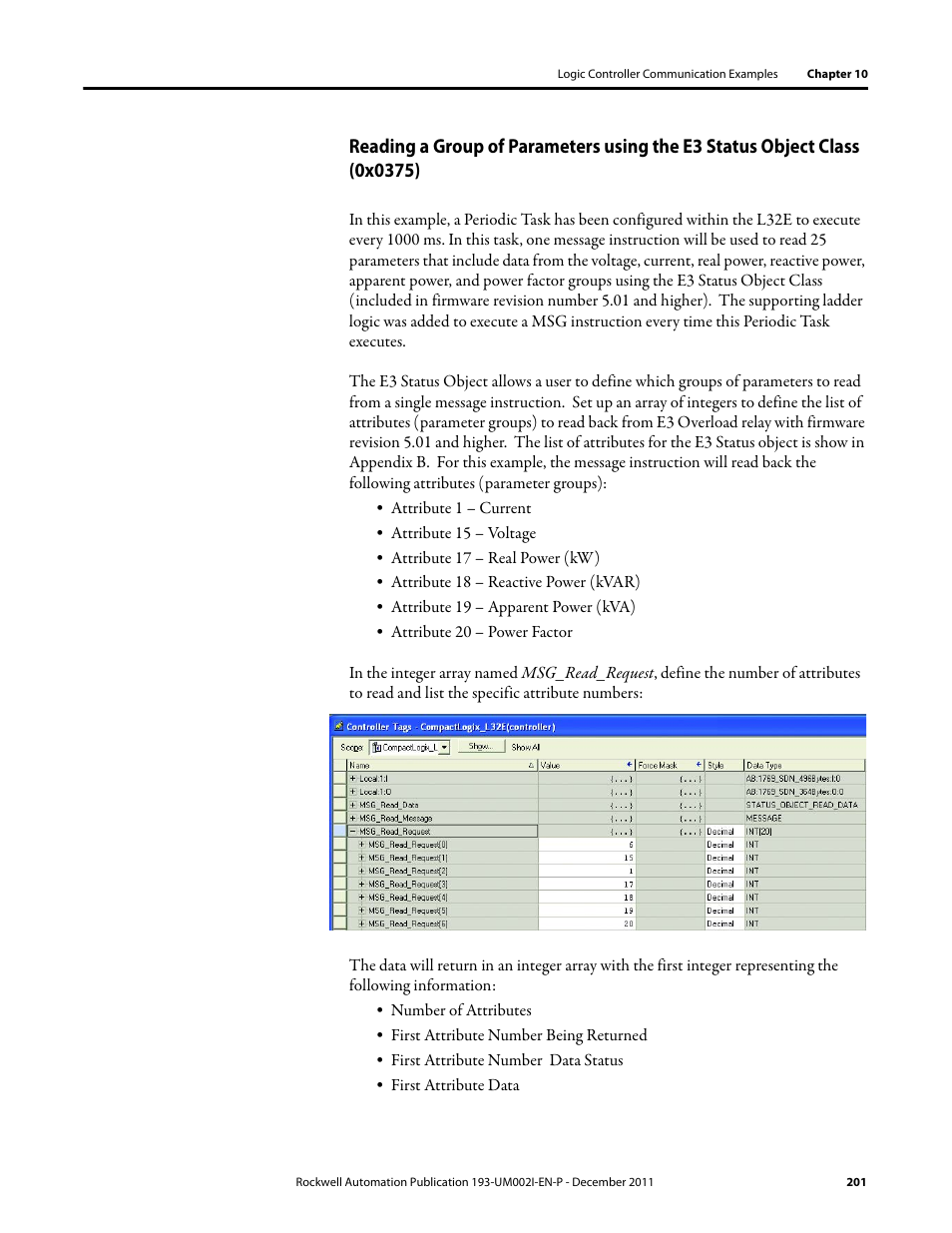 Rockwell Automation 193-EC1_2_3_5, 193-ECPM,592-EC1_2_3_5 E3 and E3 Plus Solid-State Overload Relay User Manual User Manual | Page 201 / 276