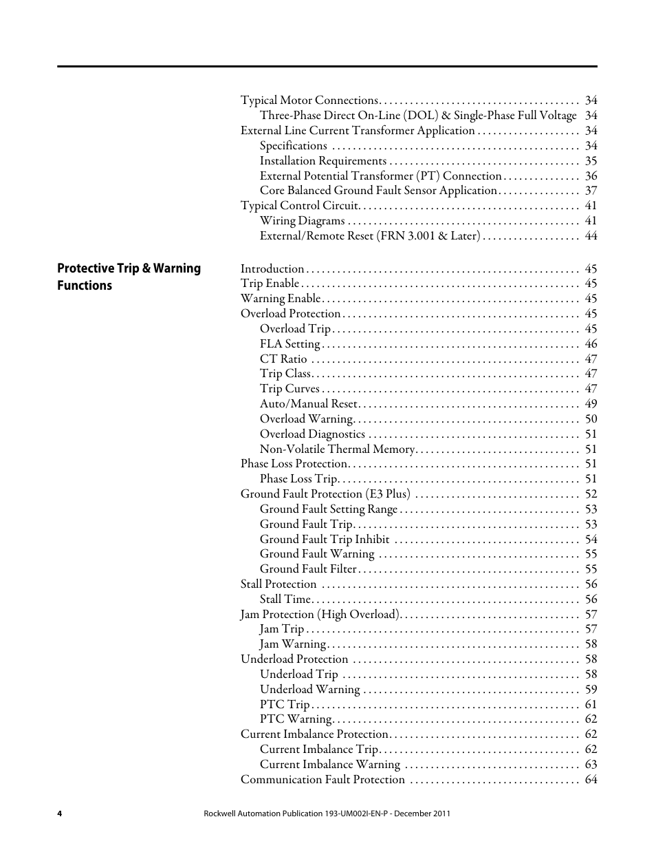Rockwell Automation 193-EC1_2_3_5, 193-ECPM,592-EC1_2_3_5 E3 and E3 Plus Solid-State Overload Relay User Manual User Manual | Page 4 / 276