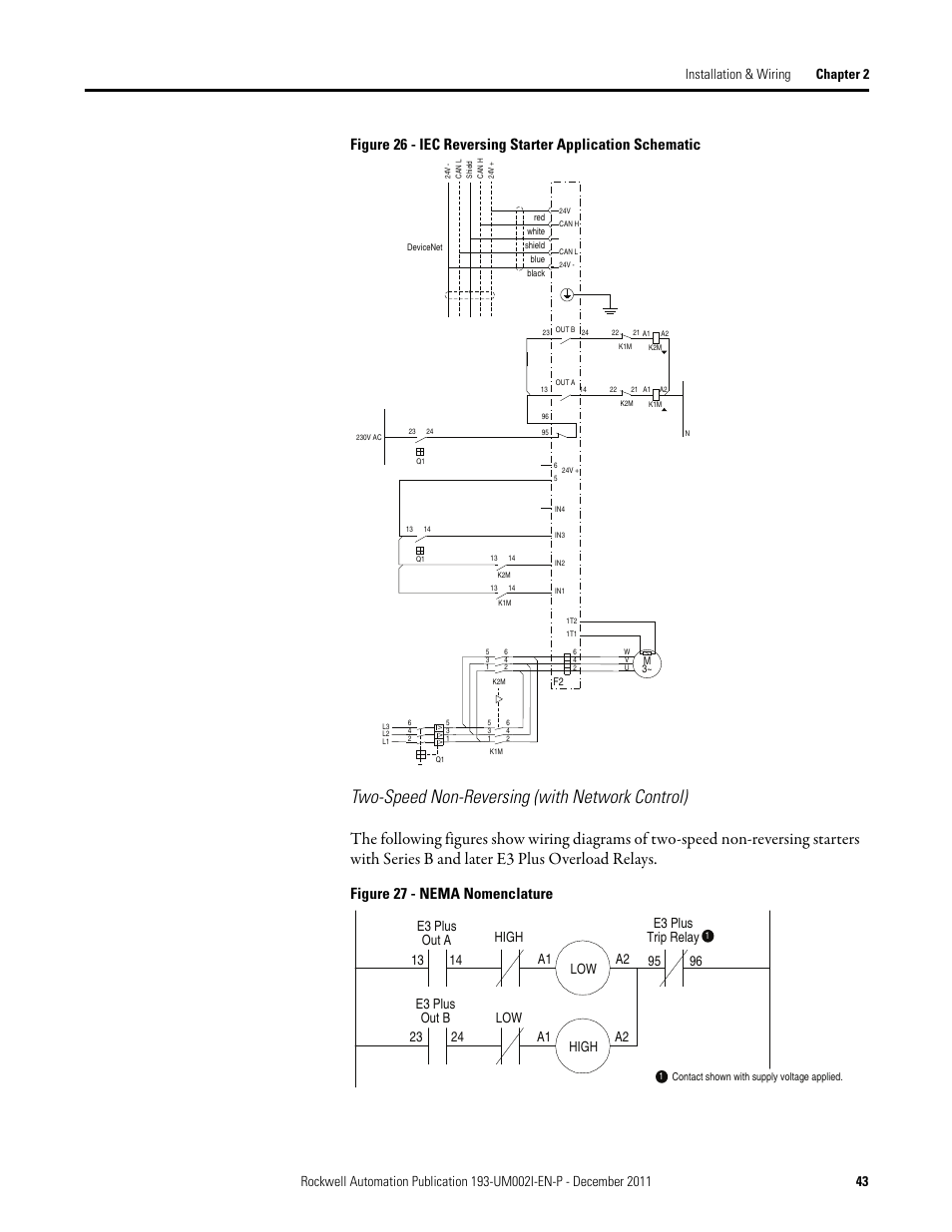 Two-speed non-reversing (with network control), Figure 27 - nema nomenclature, Low high | Rockwell Automation 193-EC1_2_3_5, 193-ECPM,592-EC1_2_3_5 E3 and E3 Plus Solid-State Overload Relay User Manual User Manual | Page 43 / 276