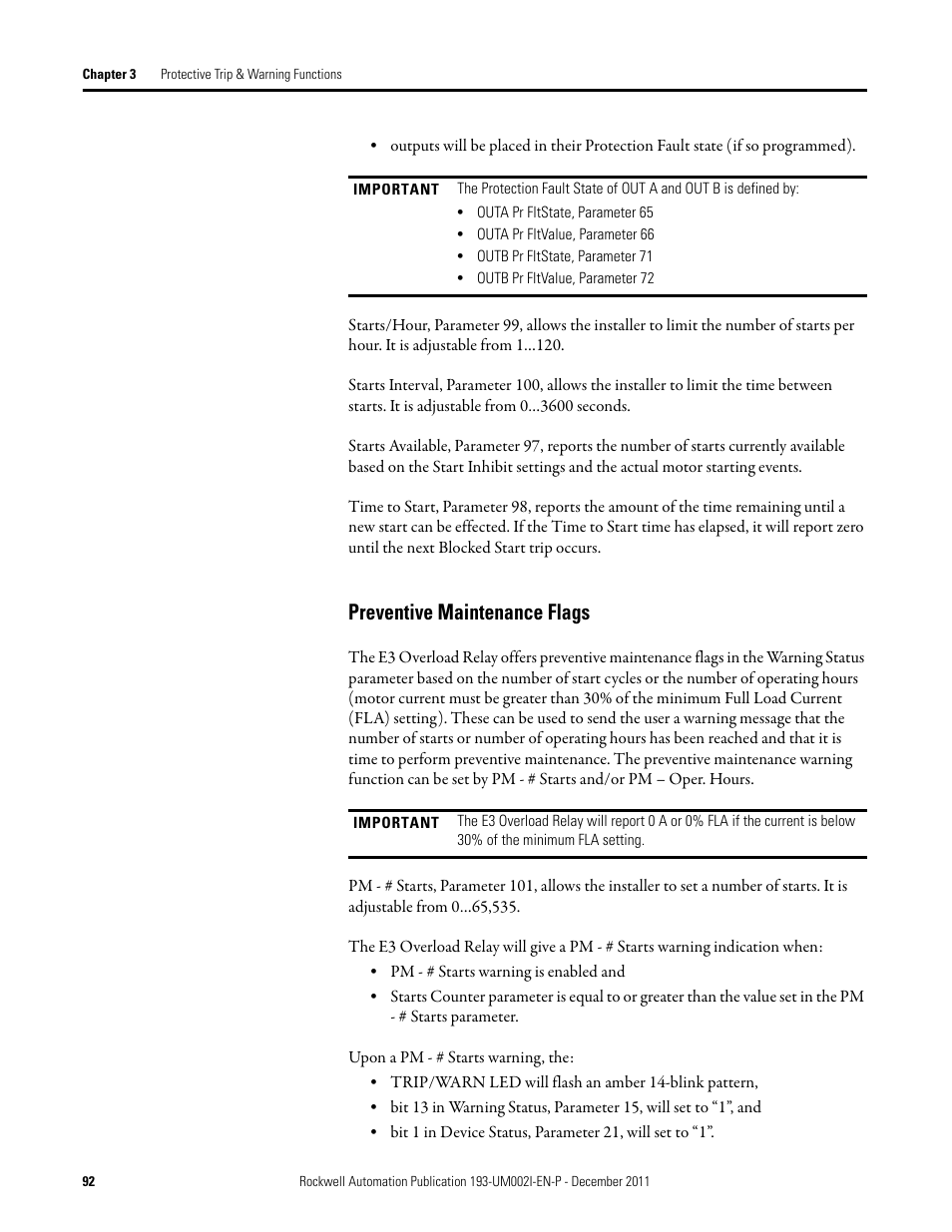 Preventive maintenance flags | Rockwell Automation 193-EC1_2_3_5, 193-ECPM,592-EC1_2_3_5 E3 and E3 Plus Solid-State Overload Relay User Manual User Manual | Page 92 / 276