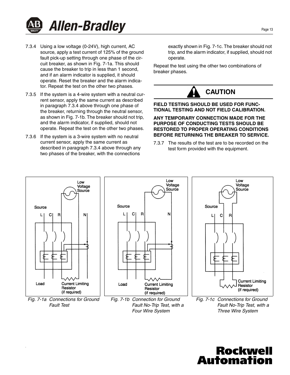 Caution | Rockwell Automation 140U N-Frame Circuti Breakers Instruction Leaflet for N-Frame Circuit Breakers User Manual | Page 13 / 16