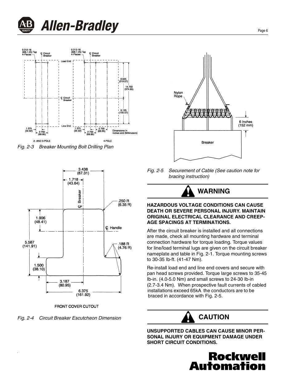 Warning caution | Rockwell Automation 140U N-Frame Circuti Breakers Instruction Leaflet for N-Frame Circuit Breakers User Manual | Page 6 / 16