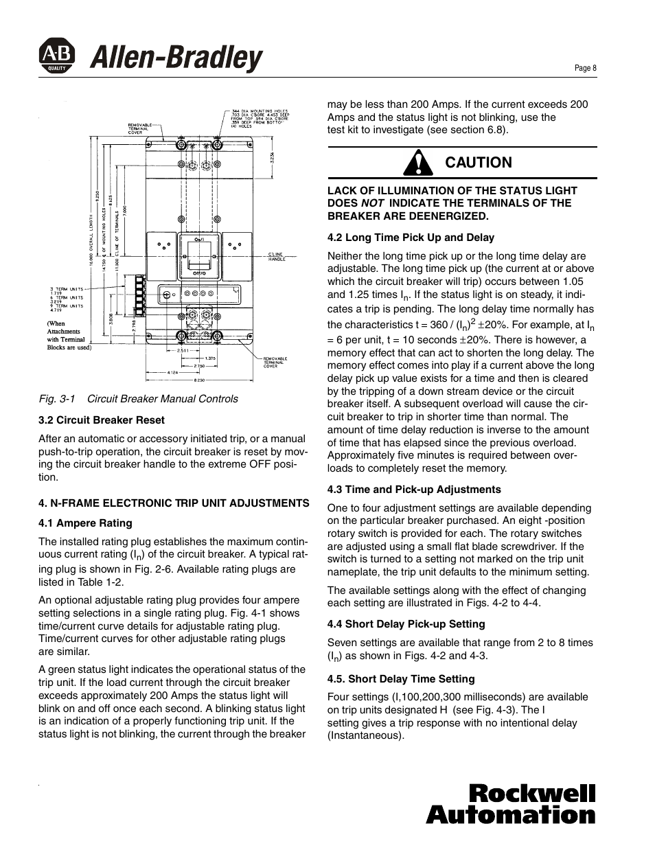 Caution | Rockwell Automation 140U N-Frame Circuti Breakers Instruction Leaflet for N-Frame Circuit Breakers User Manual | Page 8 / 16