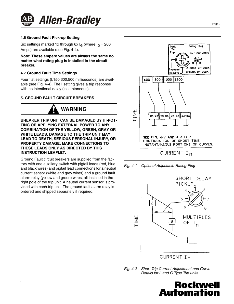 Warning | Rockwell Automation 140U N-Frame Circuti Breakers Instruction Leaflet for N-Frame Circuit Breakers User Manual | Page 9 / 16