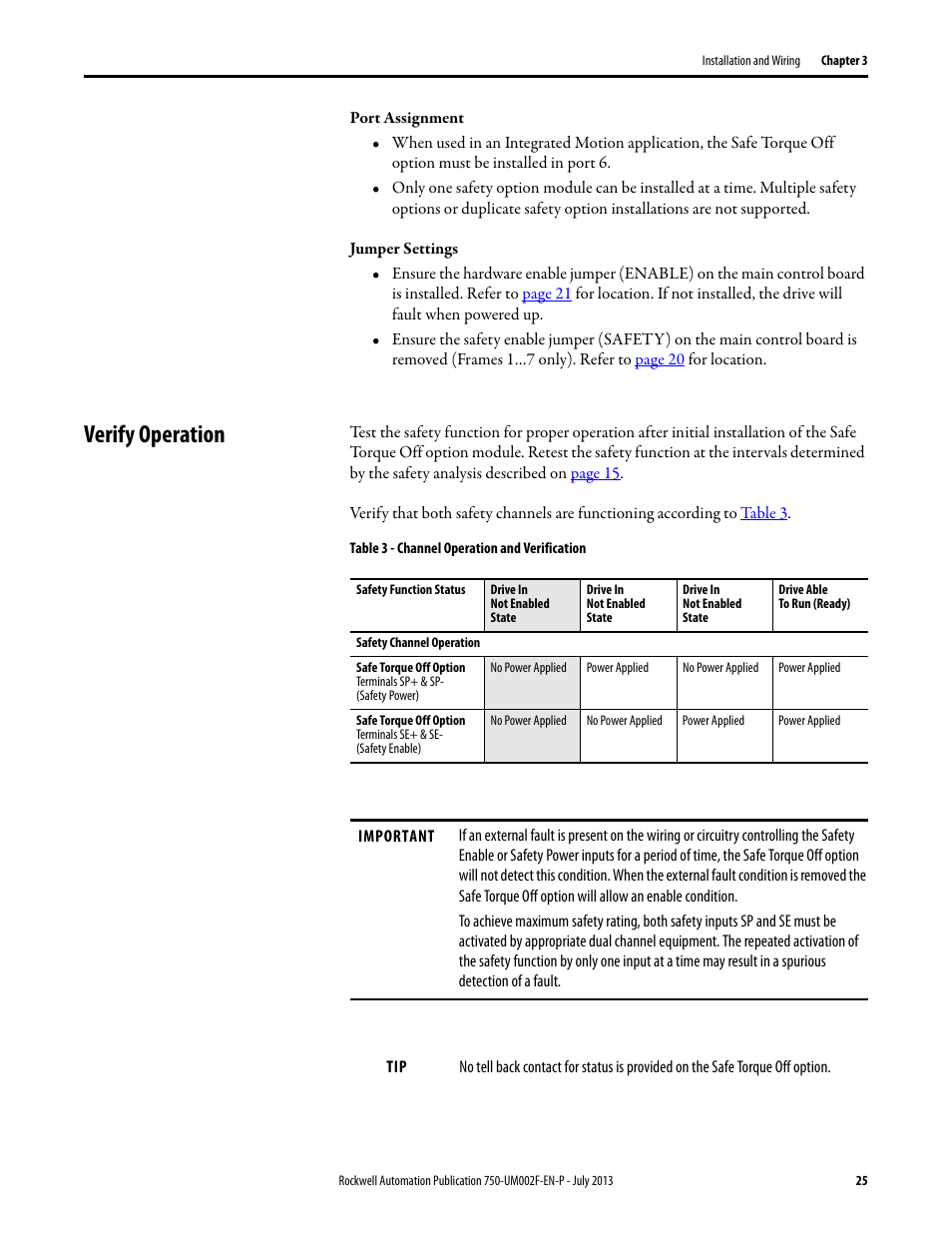 Verify operation | Rockwell Automation 21G PowerFlex 750 Series Safe Torque Off User Manual | Page 25 / 38