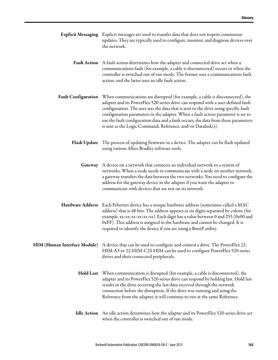 Rockwell Automation 25-COMM-E2P PowerFlex 25-COMM-E2P Dual-Port EtherNet/IP Adapter User Manual | Page 163 / 172
